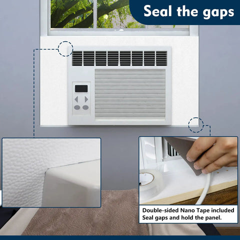 Window AC Insulation Panels With Foam Core And PVC Surface For Sun Block Universal Fit For 5000 To 12000 BTU Units installation guide
