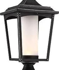 Transitional One Light Outdoor Post Mount Light In Sterling Black Finish From Essex Collection, 8.25 Inch Height Lantern