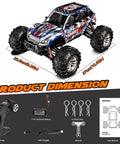 1/16 Scale Hobby Grade RC Monster Truck With 4WD Power And 36 KPH High Speed Off Road Beast dimensions and included accessories