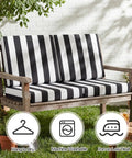 12 Pack Elastic Outdoor Cushion Covers For Patio Sofa Cushions 20 To 27 Inch Fit Washable Black And White Stripes Slipcovers
