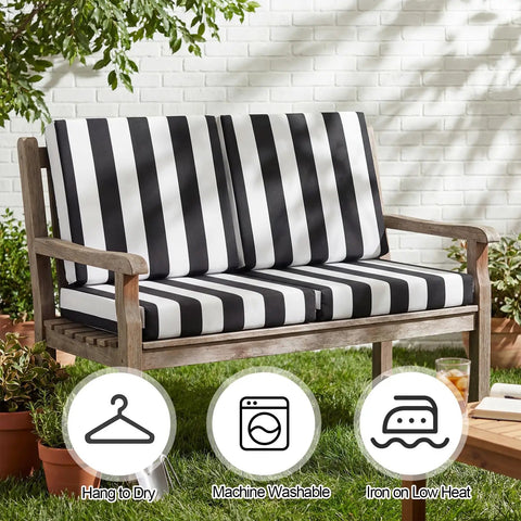 12 Pack Elastic Outdoor Cushion Covers For Patio Sofa Cushions 20 To 27 Inch Fit Washable Black And White Stripes Slipcovers