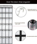Over The Door Space Saver Shoe Organizer With 24 Mesh Pockets Hanging Shoe Rack, adjustable hooks, and breathable nylon mesh