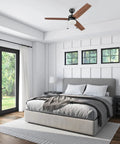 48 Inch Modern Farmhouse LED Ceiling Fan With Light And Pull Chain Indoor Use Dual Mounting Reversible Motor Dual Finish Blades