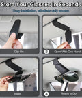Slick Magnetic Leather Sunglass Holder For Cars That Snaps Right Onto Your Visor to Securely Stow Multiple Pairs of Shades and Specs Without Causing Any Scratches On Your Daily Ride, installation steps.