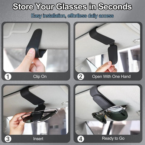 Slick Magnetic Leather Sunglass Holder For Cars That Snaps Right Onto Your Visor to Securely Stow Multiple Pairs of Shades and Specs Without Causing Any Scratches On Your Daily Ride, installation steps.