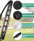 Cooler Beer Sleeve With Six Ice Pucks Keeps Seven 12 Oz Cans Cold In Your Golf Bag On The Course, black 900D Oxford cloth