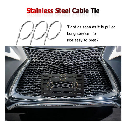 Front License Plate Bracket Mounting Kit For Bumpers With No Holes Or Two Pre Drill Holes No Sweat Install Universal Car Tag