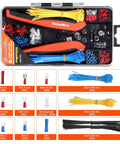 Open case displaying All In One Wire Stripper Tool Kit With 266 Pieces Self Adjusting 8 Inch Automatic Wire Stripping Tool for AWG 10-24