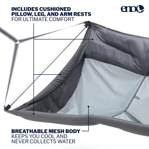DoubleLoft Hammock Chair for Two Cozy and Comfortable With Cushioned Arm and Leg Rests, Mesh Body, Atlantic Blue Detail