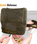 Heat Resistant AR Brass Catcher Net With Quick Release Zipper And Dual Picatinny Mounts, Thickened Nylon Frame Holds 100 Plus Casings For Easy Range Cleanup, Khaki