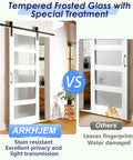 Comparison of Double Barn Door Set 42 Inch By 84 Inch Frosted Glass Panels With Five Lattice Grids DIY Interior Doors vs regular door