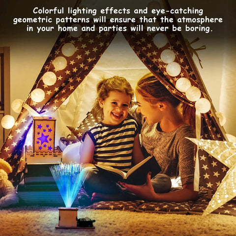 4 In 1 STEM Kit For Kids Ages 6 13 Build A Ferris Wheel Carousel Fiber Optic Lamp And Starry Night Light with glowing tent
