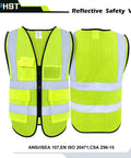 Road Warrior Reflective Safety Vest With Five Big Cargo Pockets And Secure Full Zipper Front Ansi Approved with mesh design.