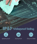 Person wiping Seedling Heating Mat For Seed Starting 10 x 20.75 Inch Pro Grade Waterproof Hydroponic Heating Pad, highlighting IP67 rating.