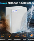 Tough As Nails NEMA 4X Steel Electrical Enclosure Box 16X12X8 Heavy Duty Weatherproof Cabinet shown with water splashing.