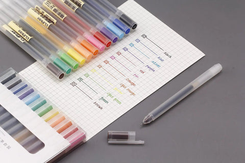 Ultra Fine Point 0.38mm Gel Pens Set, 12 Dope Colors For Note Taking, Journaling, Drawing, Coloring And Planning with writing sample