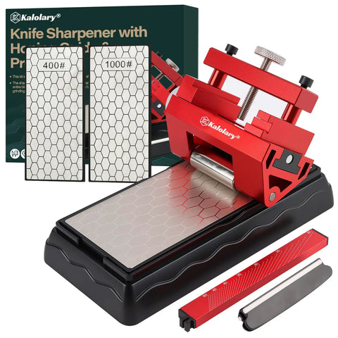 Double-Sided Chisel Sharpening Kit With Diamond Stones, Honing Guide Protractor For Pro Grade Setup, 400/1000 Grit stones