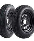 Pair Of 4.80-12 Trailer Tires On 12 X 4 Rim, 5 Lug On 4.5 Inch Bolt Pattern, Load Range C 6PR, M Speed Rating, 990 Lb Capacity Per Tire, 90 PSI