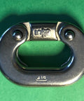 Stainless Steel 316 Chain Connecting Link Marine Grade 5/16 Inch Rope Anchor Connector on green background.