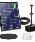 5.5W Solar Fountain Kit For Bird Bath And Small Pond With 3000mAh Battery Backup, 5 Foot Tubing, Five Nozzles, DIY Solar Water Pump