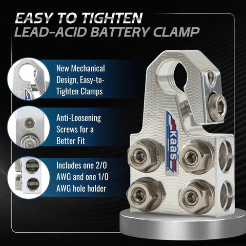 Built Tough 8 Way Battery Terminal Connector Block Metallic Silver with clamps for secure battery connections.