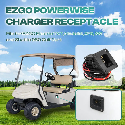 36V Charger Receptacle For Ezgo Txt Medalist Electric Golf Carts Powerwise Style Direct Charging Adapter Fits 1994 To 2008 Models with connector and wires