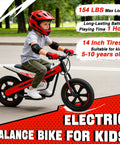 Kids Electric Dirt Bike With 24V 300W Motor, Two Speed Settings, Flashing LED Lights, Builtin Music Function, Durable Electric Bike For Ages Six And Up, Red, 14-inch tires