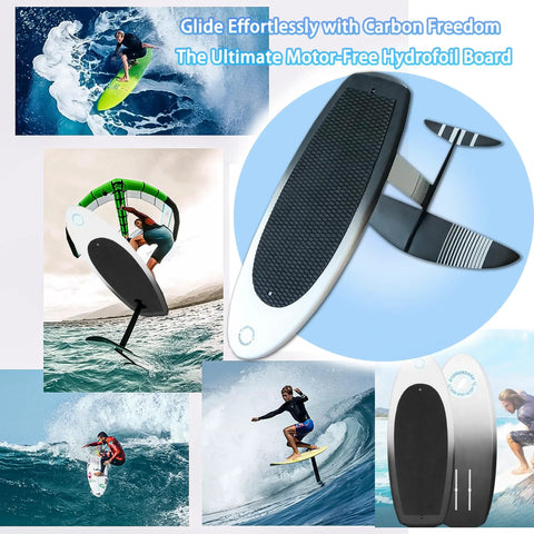 Carbon Fiber Hydrofoil Surfboard For Stand-Up Floating And Racing - Ultra Lightweight Non-Inflatable Lift Board in action