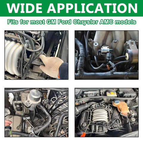 32-size vacuum connector assortment for automotive use; includes 1/8, 3/16, 1/4, 5/16, 3/8 in sizes
