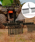 Heavy Duty ATV UTV Landscape Rake Attachment For Yard Cleanup And Land Grading With Rock, Grass Clump, And Debris Removal