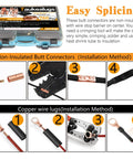 All In One Battery Terminal Kit With 260 Pcs AWG 8 To AWG 1 0 Bare Copper Ring Terminals Non Insulated Butt Connectors guide