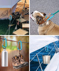 Four images showing Six Pack 3 Inch Aluminum Carabiner Clips D Ring Keychain Hooks used with tents, dog leashes, boats, and gear