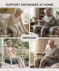 Comfy Memory Foam Armchair Pad For Recliners 22 By 22 By 5 Inches With Washable Velvety Cover Waterproof Layer And Non Slip Base, seniors reading and sitting on gray cushion.