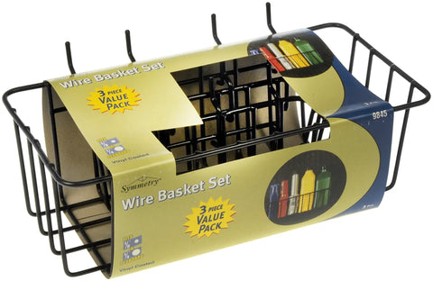 Assorted Pegboard Wire Basket Set Pack Of Three For Garage And Workshop Organization Grab And Go Storage displayed in packaging