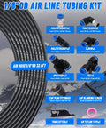 All In One 1/8 Inch Air Line Tubing Kit With 32.8 Ft 10 M PA Nylon Air Hose Cutter Teflon Tape And Push To Connect Fittings