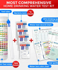 No Sweat 17 In 1 Drinking Water Testing Kit With 100 Strips Plus Four Bacteria Checks for home water monitoring components.