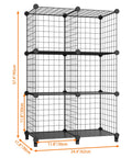 Six Cube Wire Storage Organizer Shelf For Books Toys Clothes And Tools, 12 Inch By 12 Inch By 12 Inch DIY Cube Shelf, heavy-duty wire.
