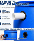 Easy install Flexible Rubber Tank Bulkhead Adapters For Sealing, 1-1/4 Inch Fit on blue tank with PVC pipe insertion