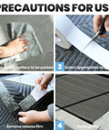 Steps for applying Double Sided Rug Tape For Area Rugs Heavy Duty Adhesive - clean, cut, remove film, press on rug.