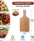 Acacia wood cutting board with handle, 11in long by 5in wide, 0.51in thick