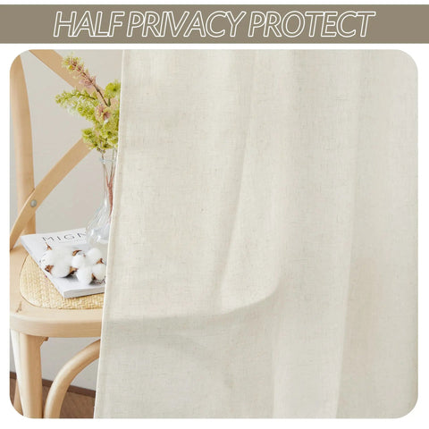 Semi Sheer Office Curtains For Windows Flax Linen Blend Cozy Breathable Drapes That Soften Sunlight For Bedroom Nursery Hallway