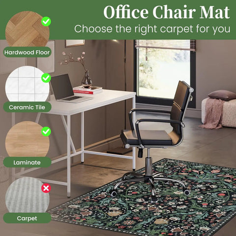 Green Grass Office Chair Mat For Hardwood And Tile Floors 36 By 48 Inches under a computer desk with chair