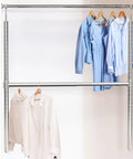 Adjustable Hanging Closet Rod Chrome Finish Extends From 18.75 To 30.5 Inches In 7 Positions And Stays Level With 1 Inch Height Adjustments