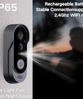 1080P Video Doorbell With Night Vision And Two Way Audio Battery Powered Outdoor Security Camera mounted on wall at sunset.
