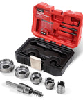 EZARC 9-piece quick-change carbide hole saw kit with 7/8–2 in cutters in red case