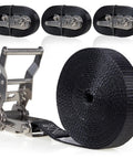 Endless Ratchet Straps 1 Inch Wide By 15 Foot Four Pack Stainless Steel Tie Downs For Marine Use shown with stainless steel ratchet