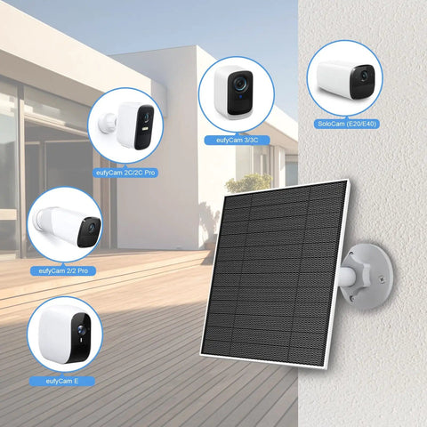 Outdoor Camera Solar Panel Charger 5W Compatible With Eufycam 3C 3 2C 2C Pro 2 2 Pro E20 E40 E L40 L20 IP65 Waterproof 9.8ft Charging Cable