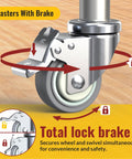 Locking Three Inch Expanding Stem Caster Wheels Set Of Four For Adjustable Tables, Carts And Furniture Legs, Threaded Swivel Casters