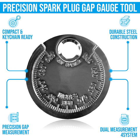 Three Pack Spark Plug Gap Gauge Tool For Mechanics, Accurate Inch And Metric Gap Readouts From 0.02 In To 0.1 In And 0.5 mm To 2.5 Mm