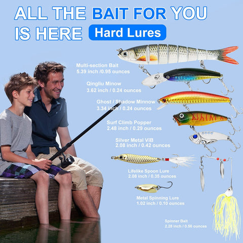 All In One Fishing Lures Tackle Box Kit With Animated Lure Crankbaits Spinnerbaits Soft Plastic Worms Topwater Lures Hooks